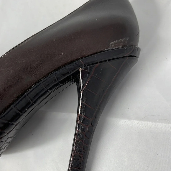 Michael Michael Kors Leather Pumps Chocolate Brown Croc Effect Embossed Size 8 - Picture 10 of 12